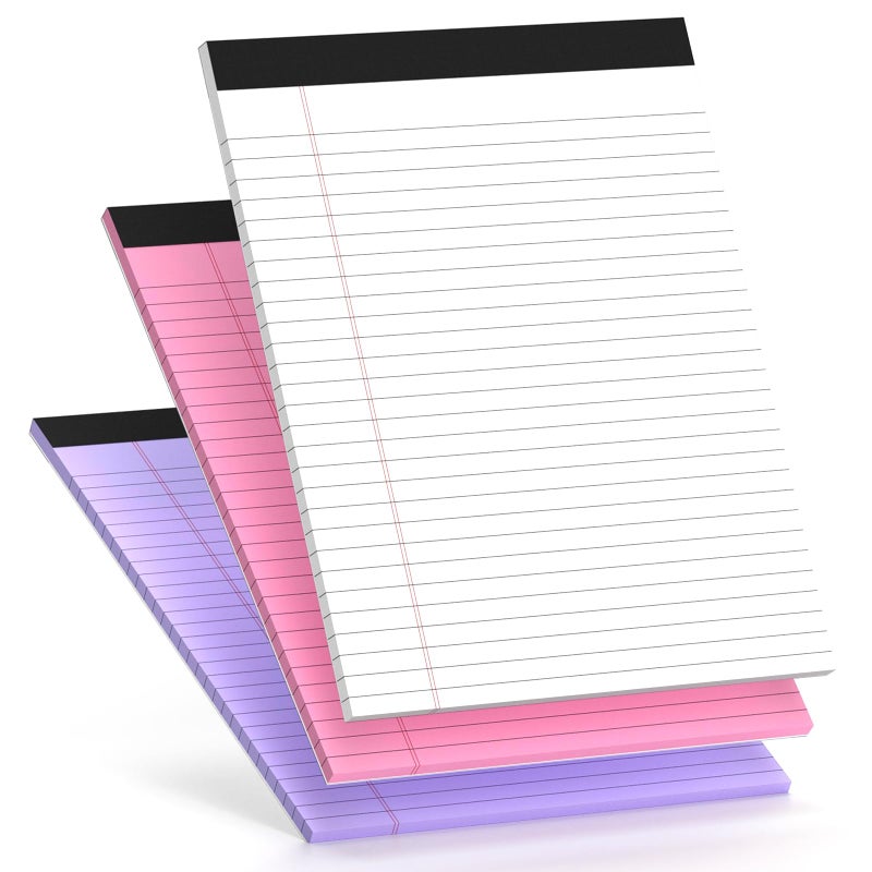 Nichela 3 Pack Legal Pads 8.5 x 11 Note Pads Colored Paper Wide Ruled Lined Paper with Micro-Perforated Writing Notebook 30 Sheets per Pad (90 Total Pages) Notepad for To-do List School & Office Supplies - Image 1